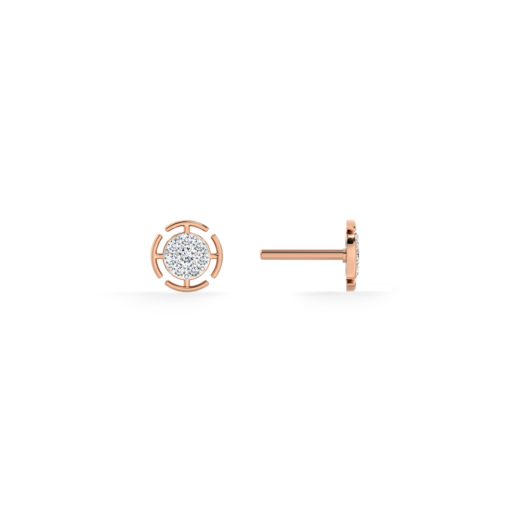 Radiant Grid 9KT Gold Lab Grown Diamond Stud Earring - 4