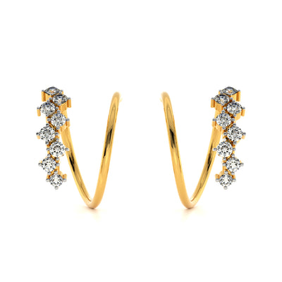 Spike Bloom 9KT Gold Lab Grown Diamond Hoop Earring