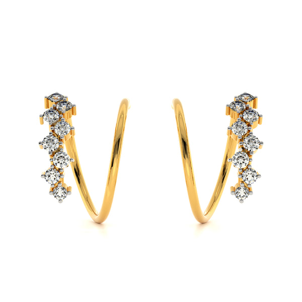 Spike Bloom 9KT Gold Lab Grown Diamond Hoop Earring
