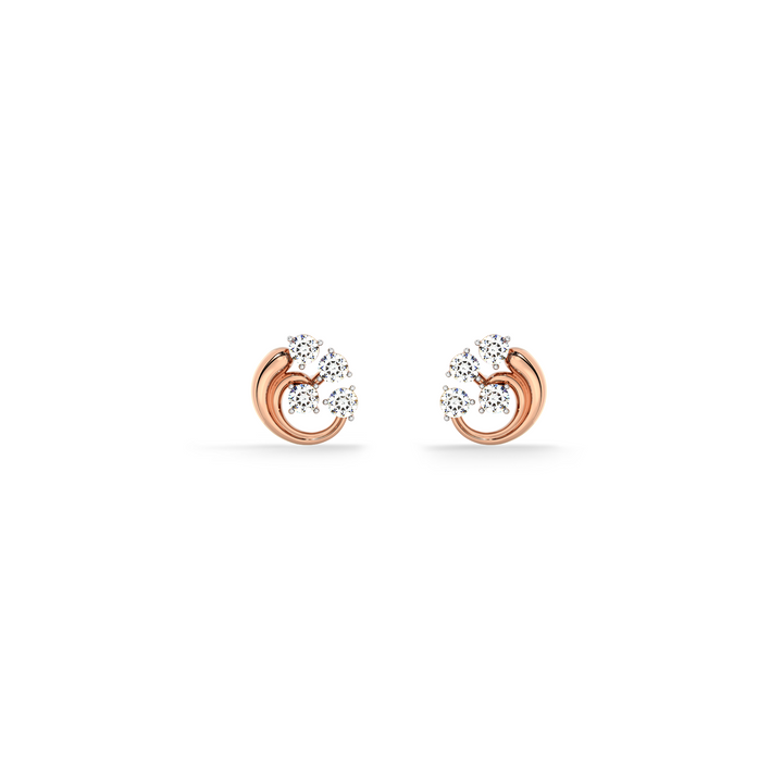 Orbit Cut Dome 9KT Gold Lab Grown Diamond Stud Earring - 2