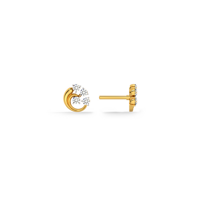 Orbit Cut Dome 9KT Gold Lab Grown Diamond Stud Earring