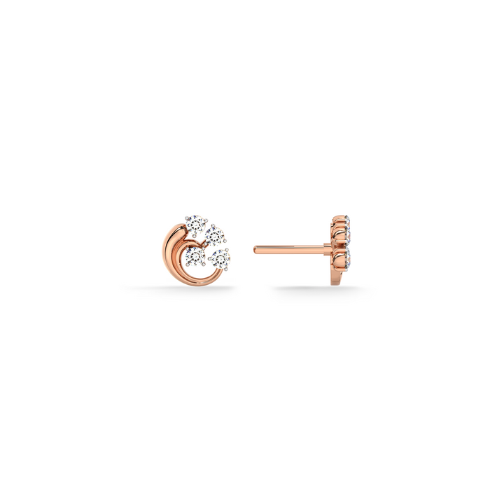 Orbit Cut Dome 9KT Gold Lab Grown Diamond Stud Earring - 4