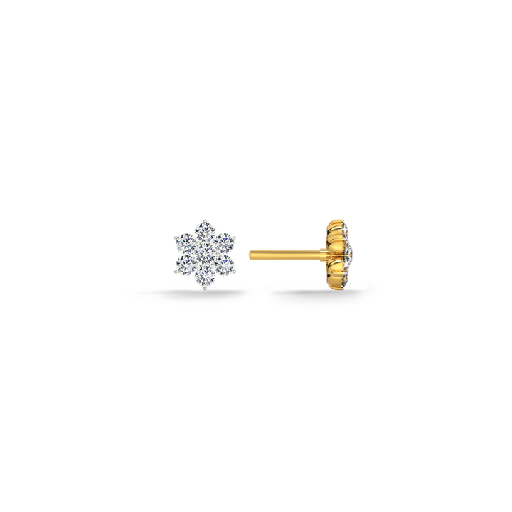 Blossom Base 9KT Gold Lab Grown Diamond Stud Earring - 1