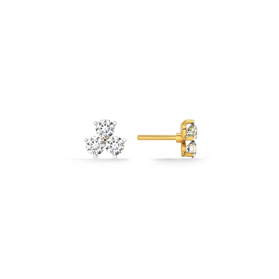 Triplit 9KT Gold Lab Grown Diamond Stud Earring