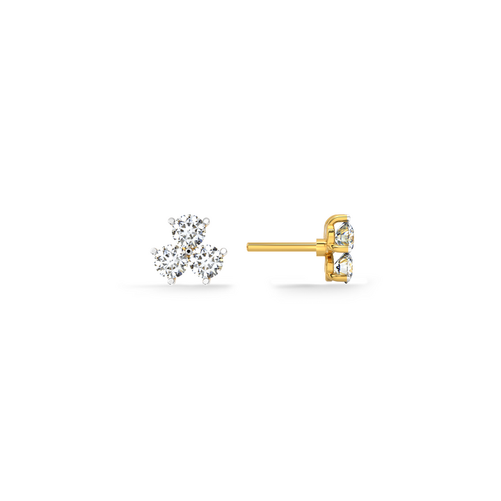 Triplit 9KT Gold Lab Grown Diamond Stud Earring - 2