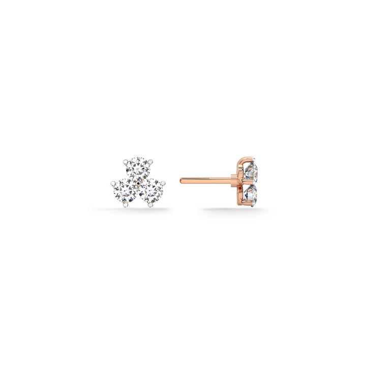 Triplit 9KT Gold Lab Grown Diamond Stud Earring - 2
