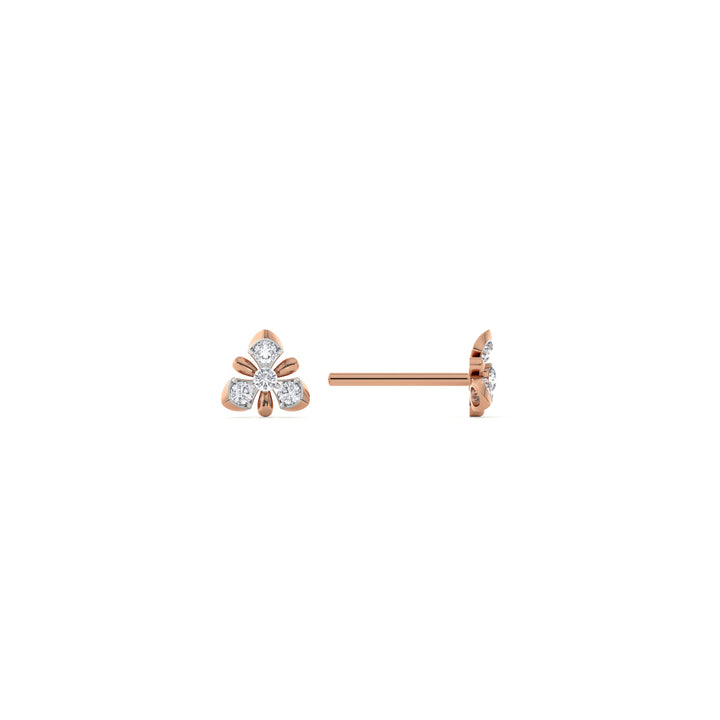 Trinity Bloom 9KT Gold Lab Grown Diamond Stud Earring - 3