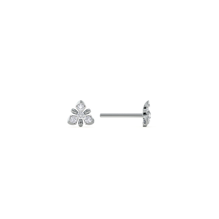Trinity Bloom 9KT Gold Lab Grown Diamond Stud Earring - 2