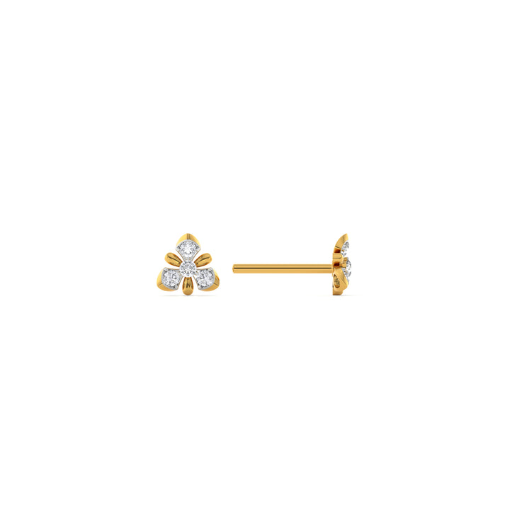 Trinity Bloom 9KT Gold Lab Grown Diamond Stud Earring - 1