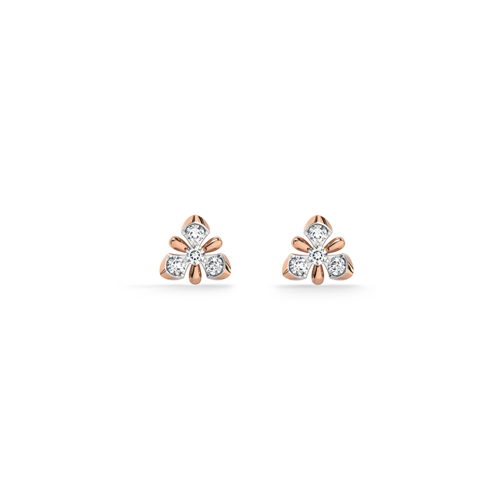 Trinity Bloom 9KT Gold Lab Grown Diamond Stud Earring - 2