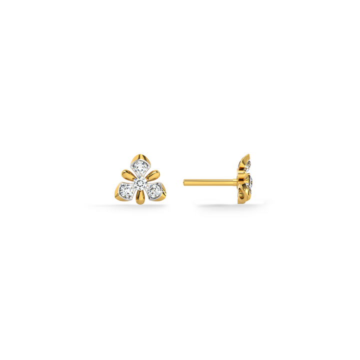 Trinity Bloom 9KT Gold Lab Grown Diamond Stud Earring - 2