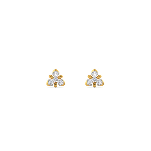 Trinity Bloom 9KT Gold Lab Grown Diamond Stud Earring - 4