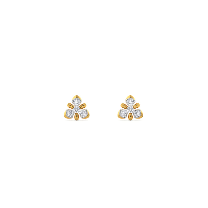 Trinity Bloom 9KT Gold Lab Grown Diamond Stud Earring - 4
