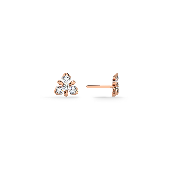 Trinity Bloom 9KT Gold Lab Grown Diamond Stud Earring - 4