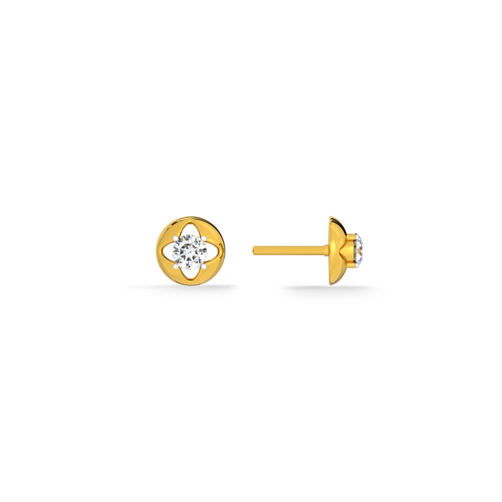 Floral Whisper 9KT Gold Lab Grown Diamond Stud Earring - 1