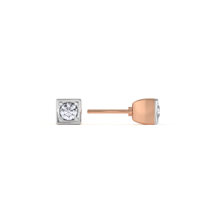 Squared Pin 9KT Gold Lab Grown Diamond Stud Earring - 1