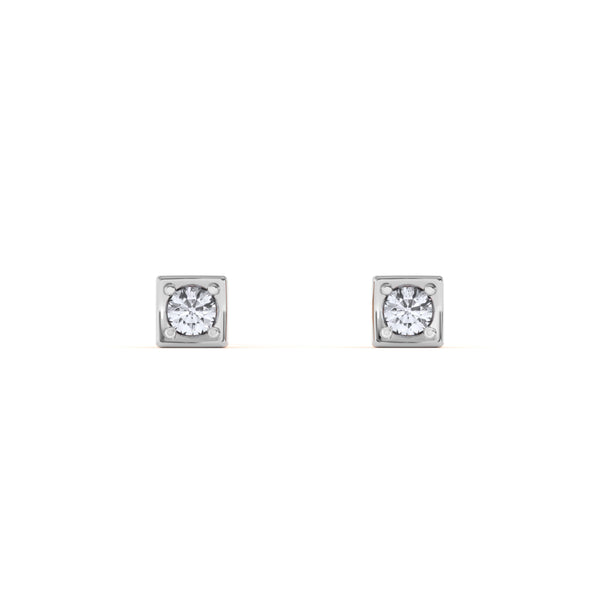 Squared Pin 9KT Gold Lab Grown Diamond Stud Earring - 2