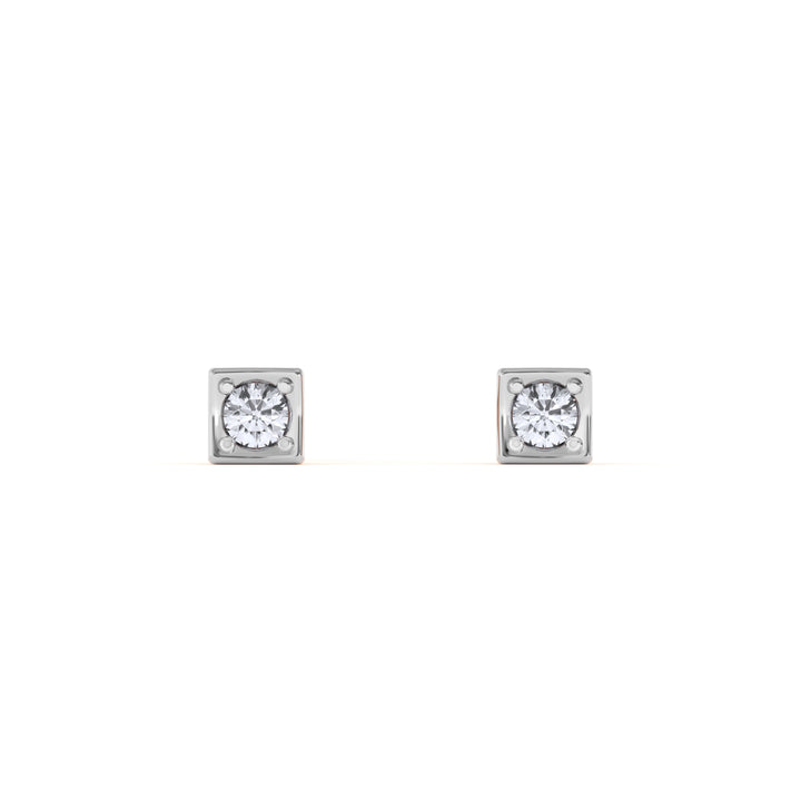 Squared Pin 9KT Gold Lab Grown Diamond Stud Earring - 2