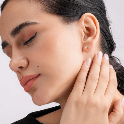 Modern Hoop Inspired 9KT Gold Lab Grown Diamond Stud Earring