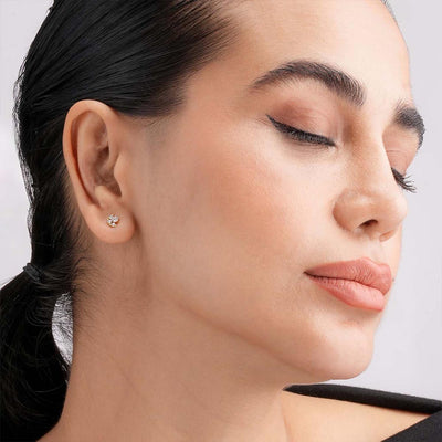 Graceful Crescent Hoop 9KT Gold Lab Grown Diamond Earring