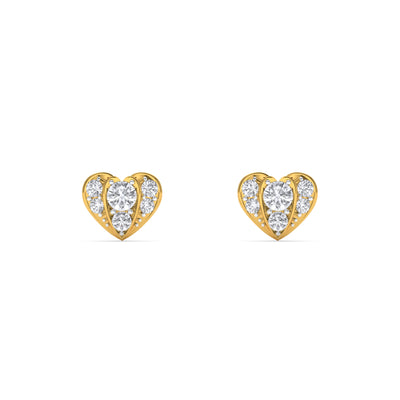Romantic Heart Cluster 9KT Gold Lab Grown Diamond Stud Earring