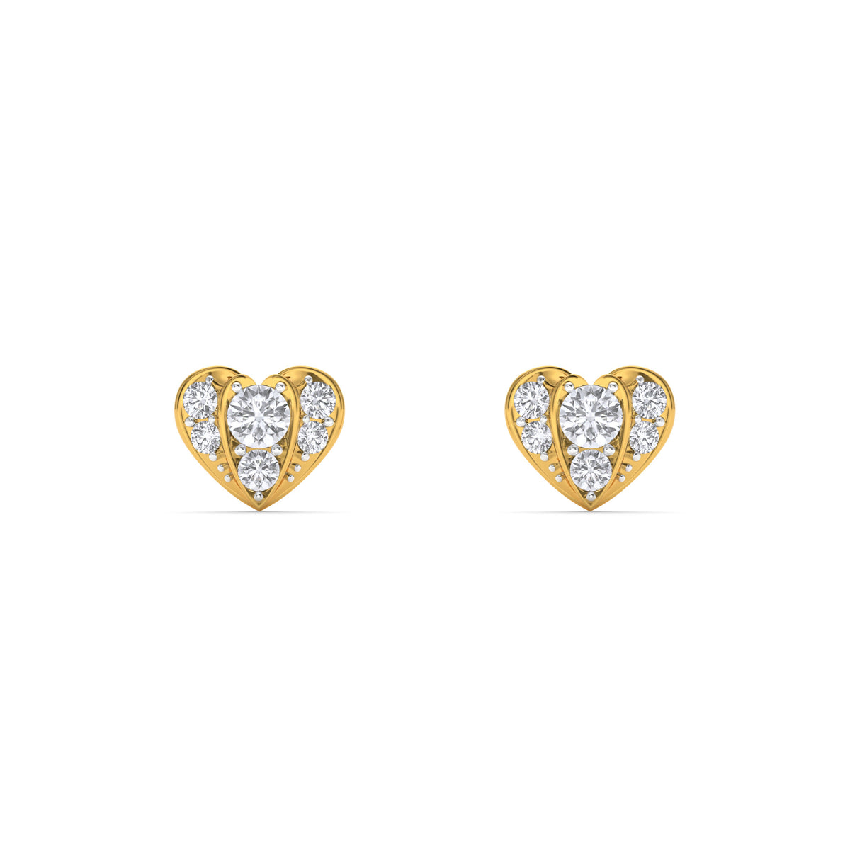 Romantic Heart Cluster 9KT Gold Laboratory Grown Diamond Stud Earring