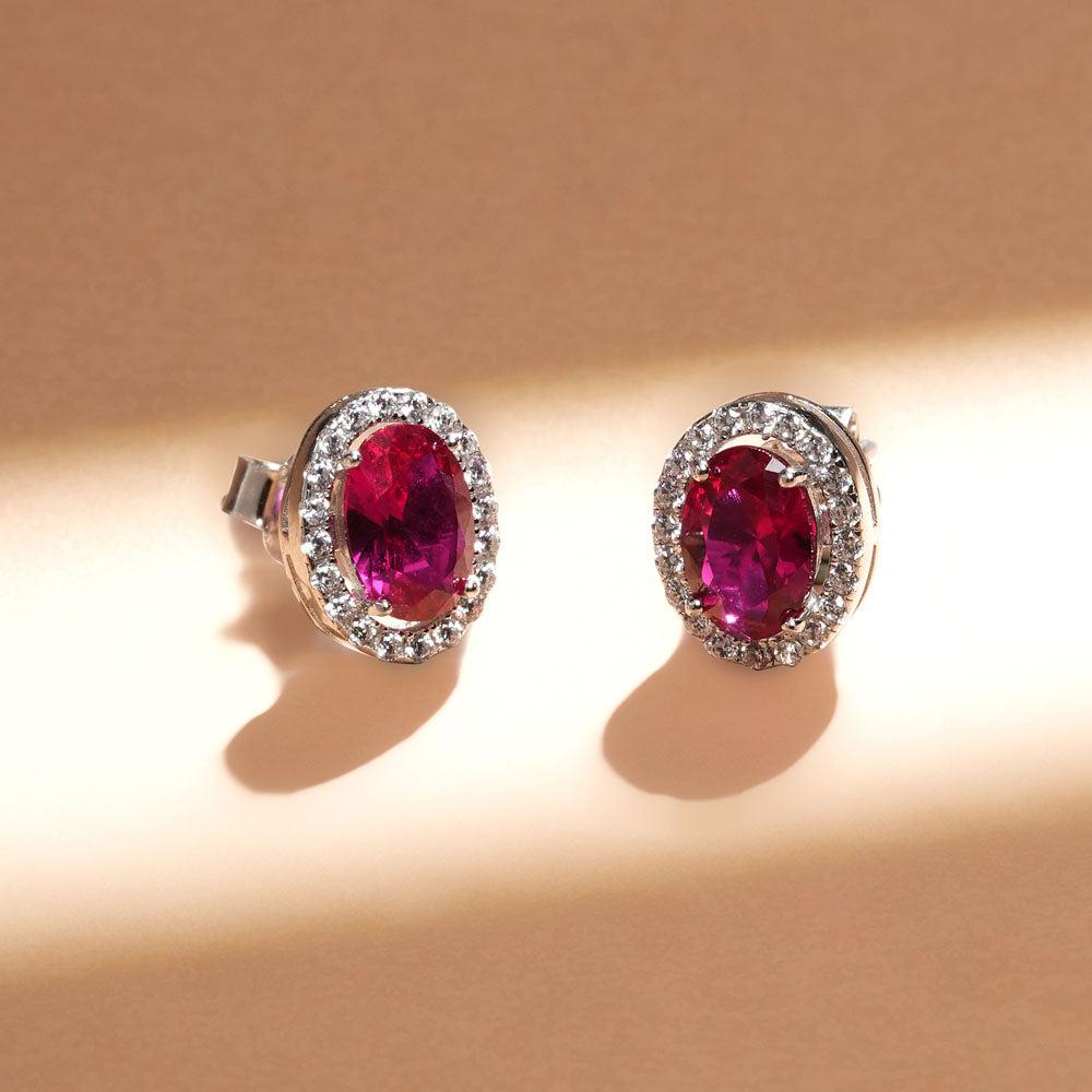 Timeless Synthetic Red Ruby Stud Earring - view 5