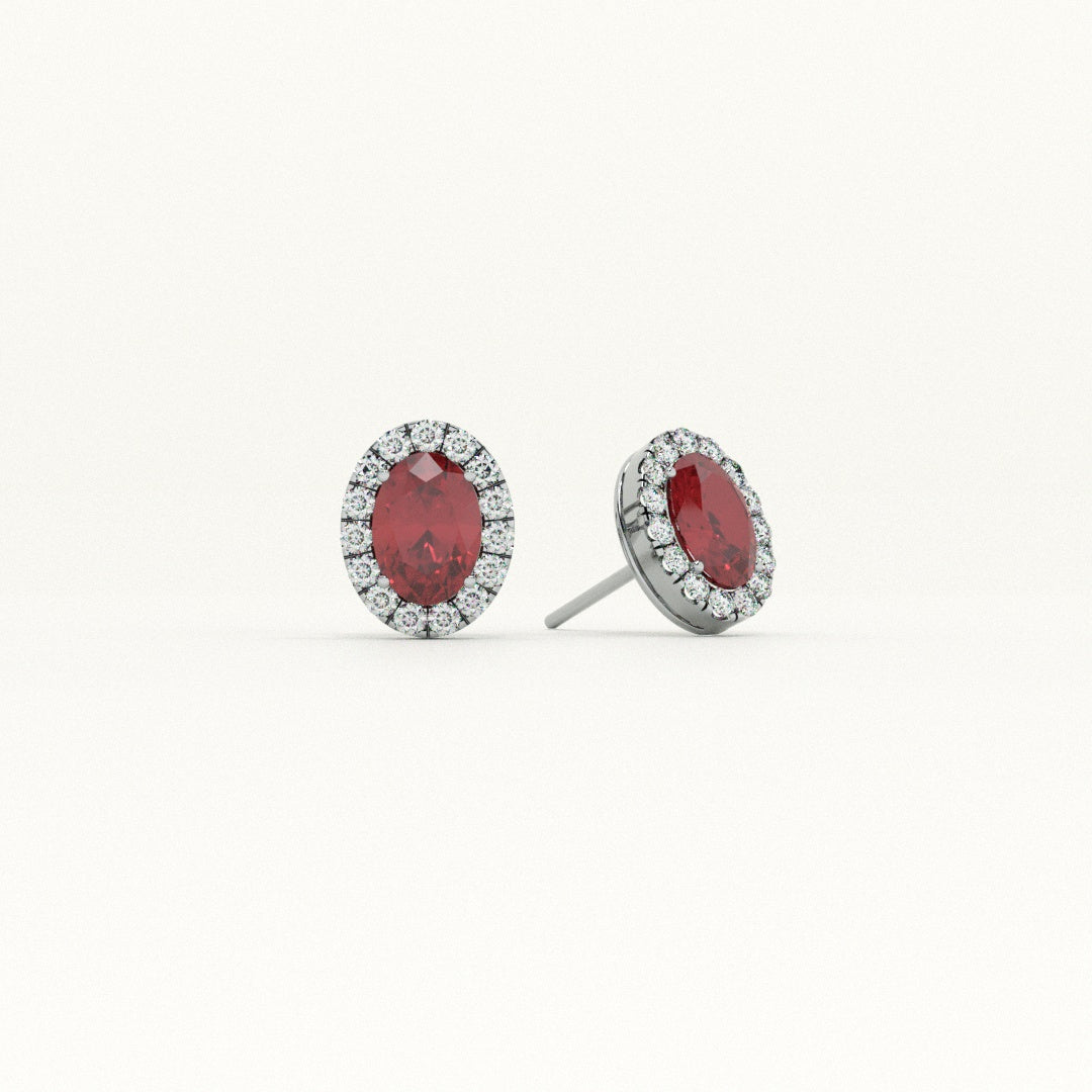 Timeless Synthetic Red Ruby Stud Earring - view 2