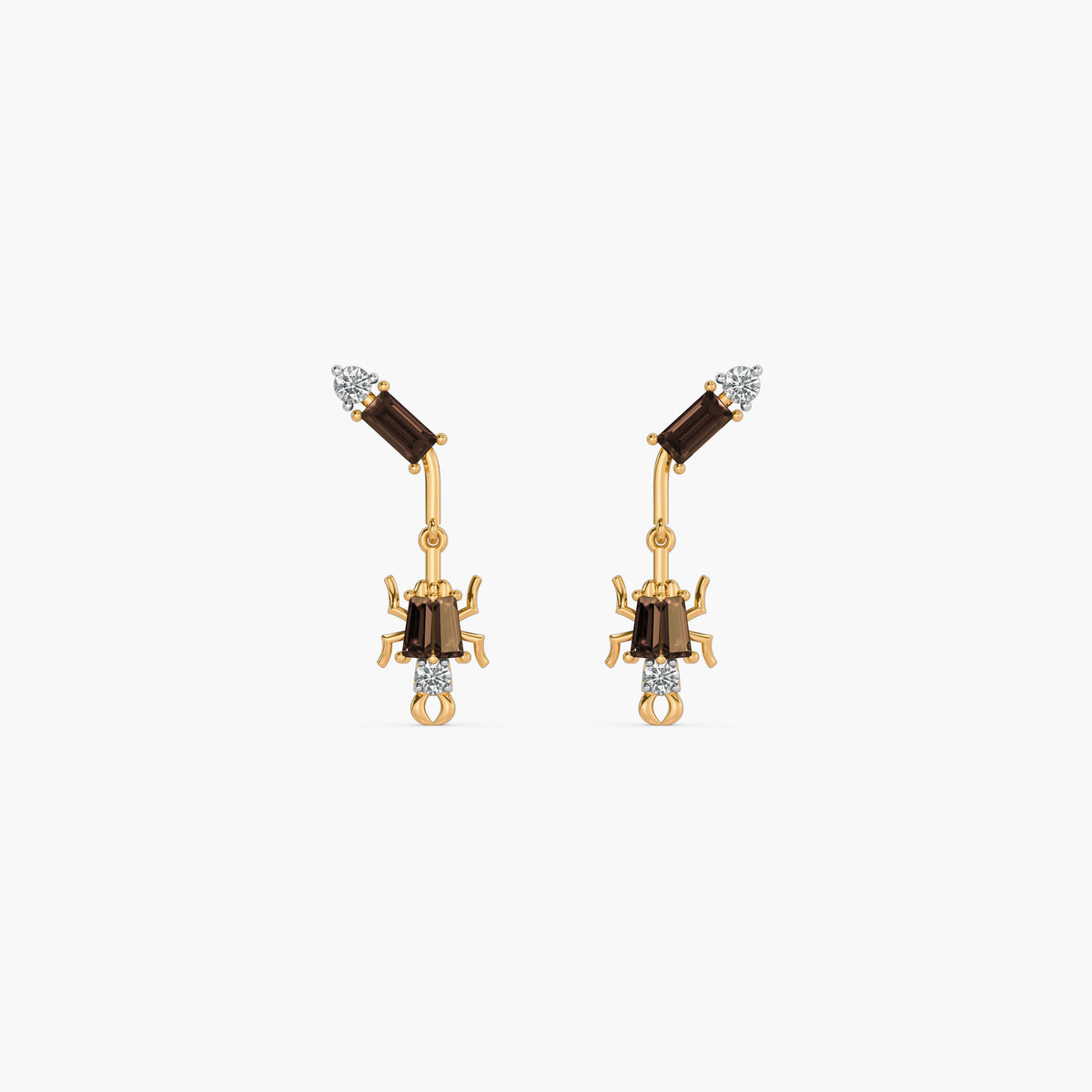 925 Sterling Silver Stag Beetle Antler Earrings