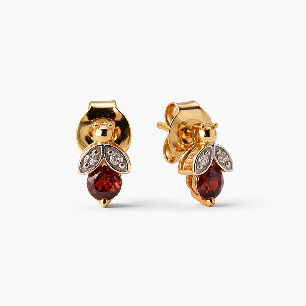 Ladybug Crystal 925 Sterling Silver Earrings