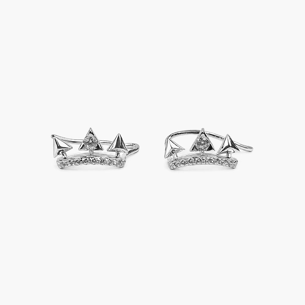 Princess Tiara Platinum Plated 925 Sterling Silver Earrings