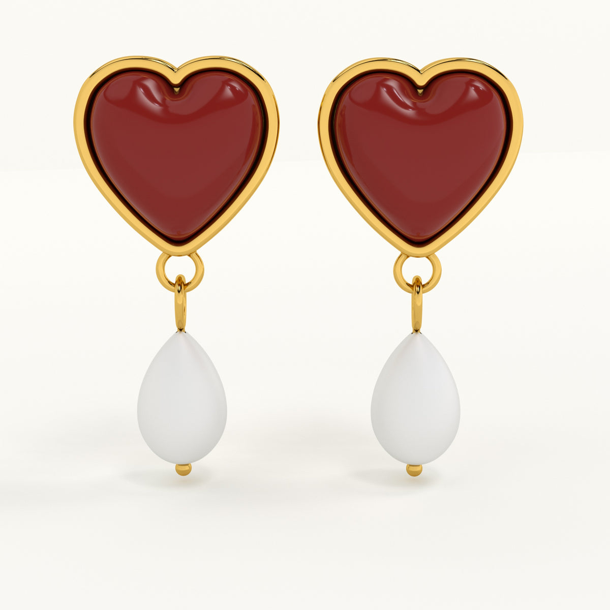 Pearly Heart Love Drops Earrings