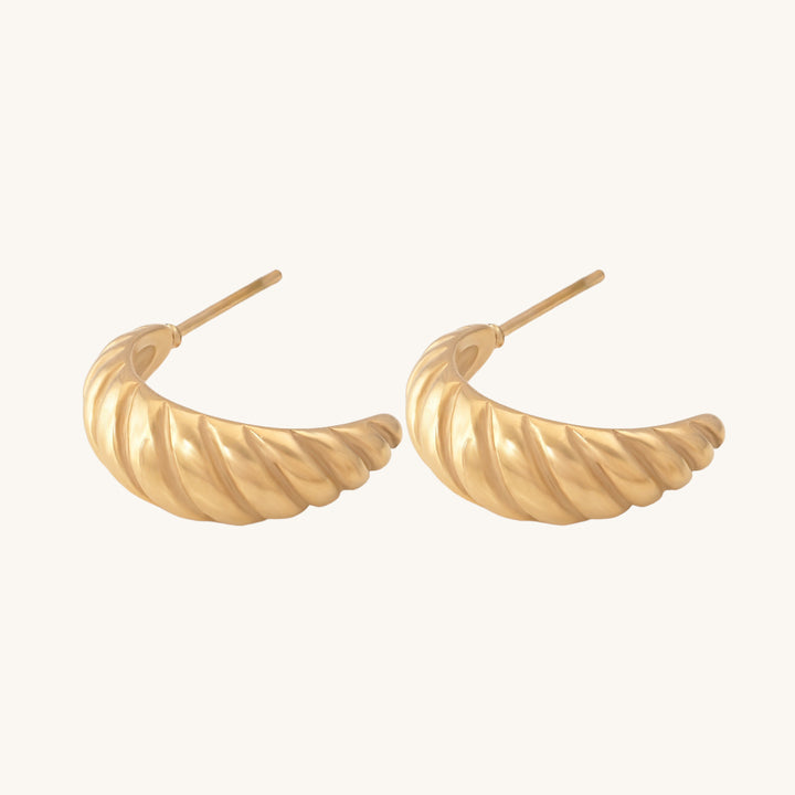 Shop Croissant Style Hoop Earrings- 18k Gold Plated Palmonas-4