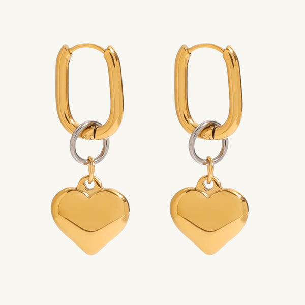 Puffed Heart Hoop Earrings