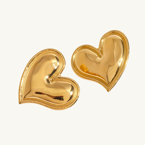 Gold Heart Stud Earrings