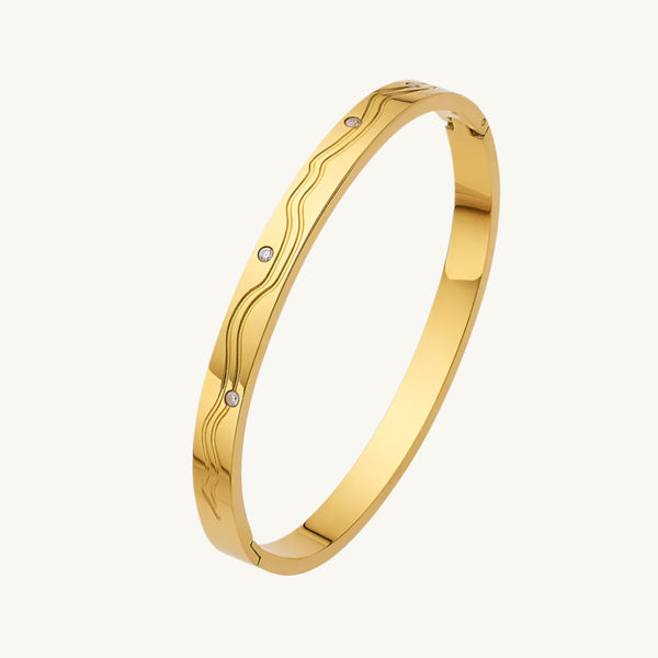 Stone Accented Gold Bangle Bracelet