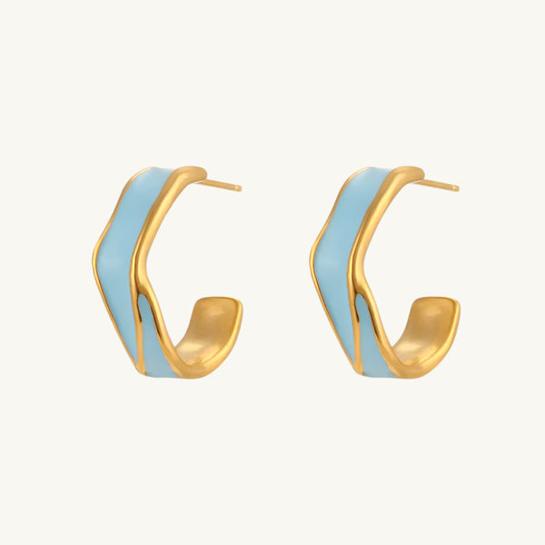 Blue Round Hoop Earrings