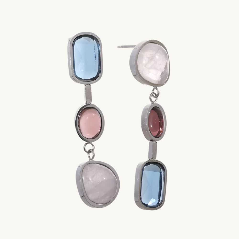 Triple Natural Crystal Danglers