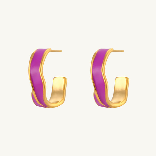 Purple Round Hoop Earrings