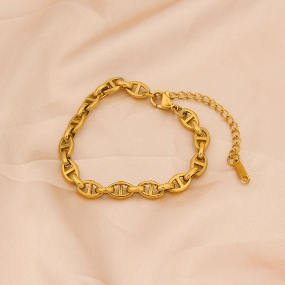 Gold D-Link Chain Bracelet