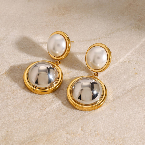 Double Circle Drop Earrings