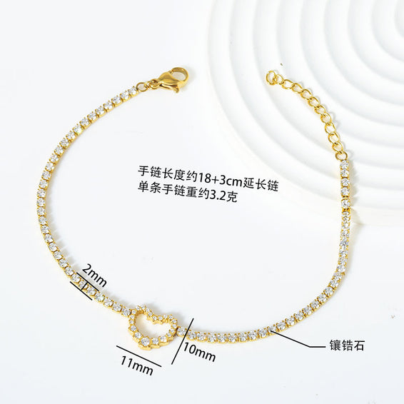 Heart Diamond Chain Bracelet