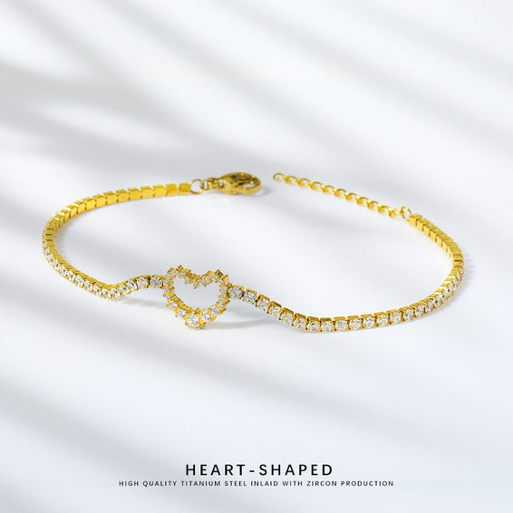 Heart Diamond Chain Bracelet