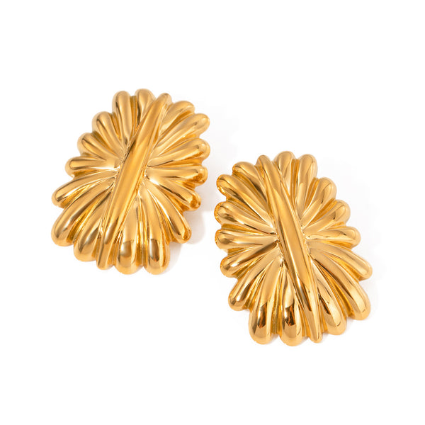 Golden Floral Stud Earrings