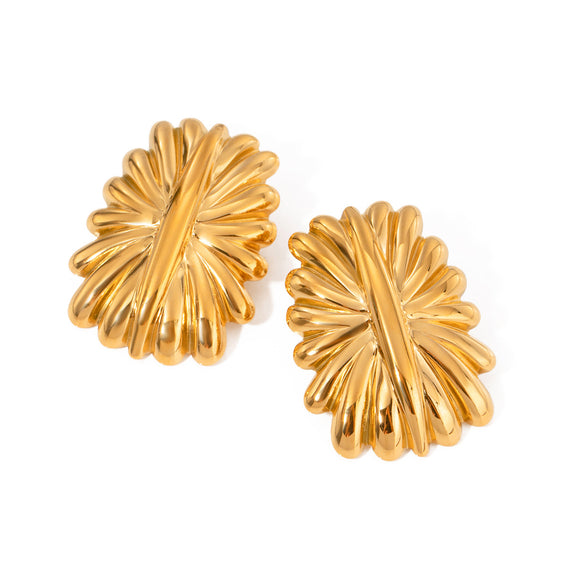 Golden Floral Stud Earrings