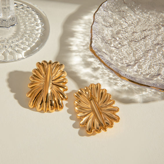 Golden Floral Stud Earrings