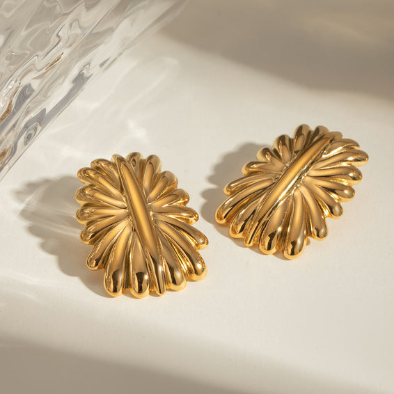 Golden Floral Stud Earrings