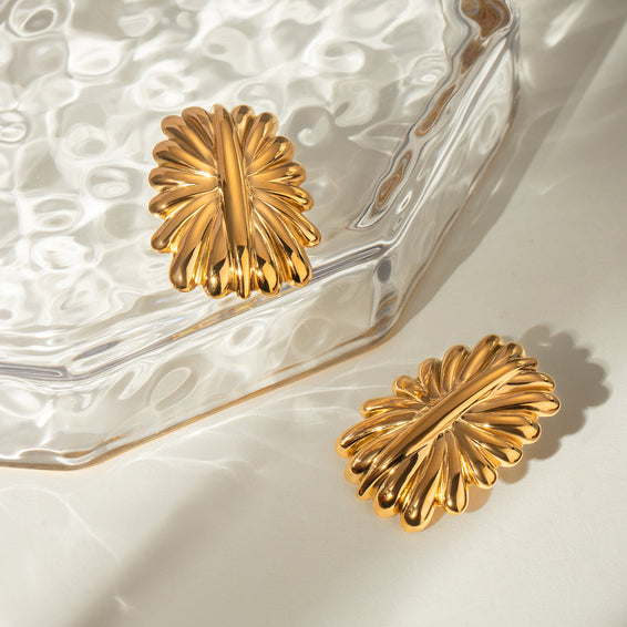 Golden Floral Stud Earrings