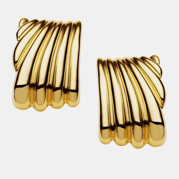 Ribbed Chunky Stud Earrings