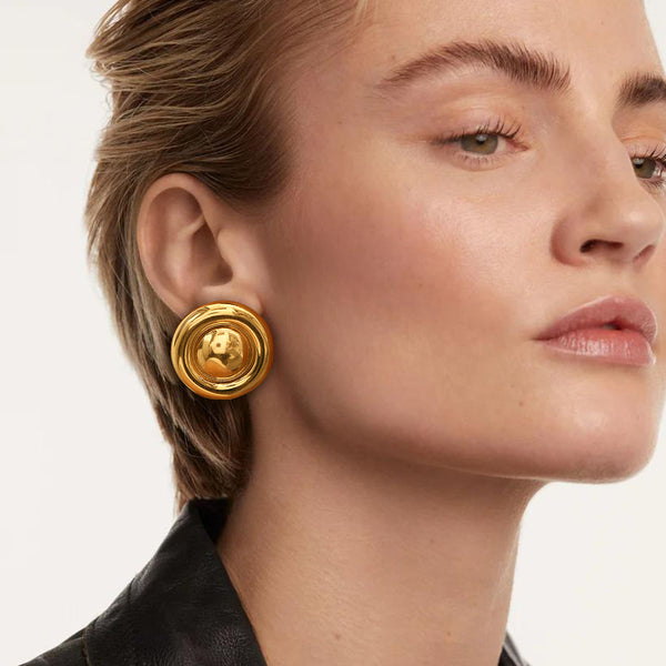 Golden Round Stud earrings